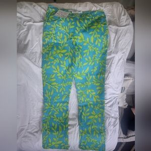 Vibrant Leaf Print Pants